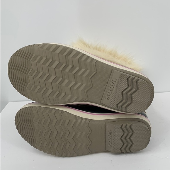 Sorel Joan of Arc winter waterproof boots faux fur lace-up calf navy tan new 7 - Picture 5 of 6